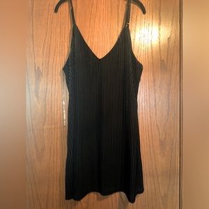 Black Velvet Ribbed Mini Dress